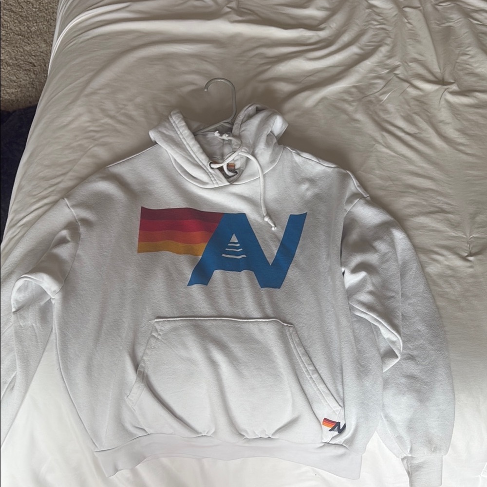 Aviator Nation White and Red Graphic Hoodie